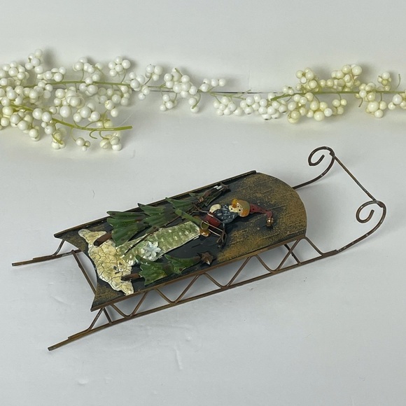 Sleigh Metal Wall Hanging Christmas Decor Snowman by Ganz - Picture 6 of 10